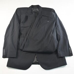 Vtg Structure 40R 34x30 Black Stripe‎ Y2K Baggy Mens Jacket Pants Suit